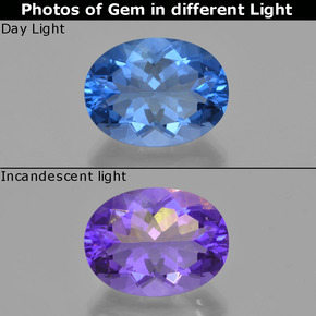 20.98 ct  Color-Change Fluorite Gemstone, Color-Change Fluorite Gem in Oval Facet Shape for Sale.