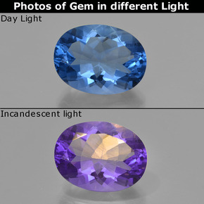 20.28 ct Multicolor Color-Change Fluorite Gemstone, Color-Change Fluorite Gem in Oval Facet Shape for Sale.