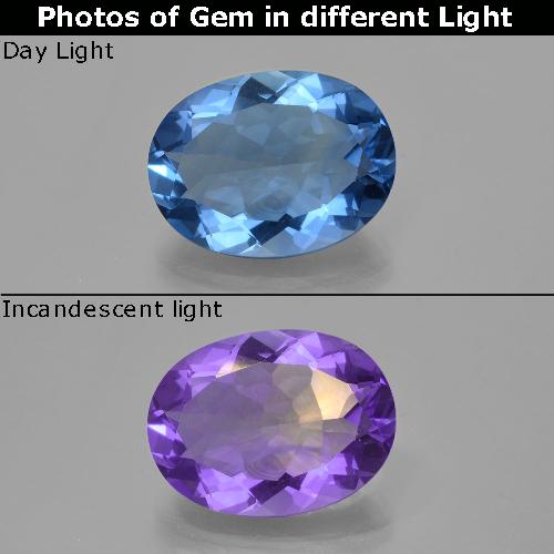 Navy Blue Color-Change Fluorite Gem - 18.6ct Oval Facet (ID: 413810)