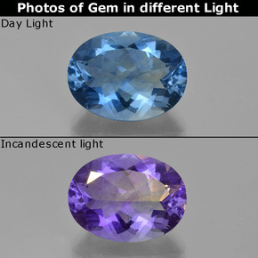 Dark Navy Blue Флюорит, Меняющий Цвет Камень - 21.4ct Фасетный Овал (ID: 413813)
