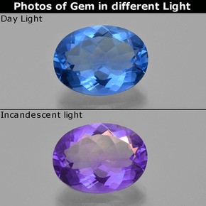 20.04 ct Blue Color-Change Fluorite Gemstone, Color-Change Fluorite Gem in Oval Facet Shape for Sale.