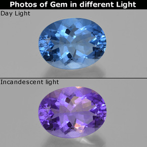 22.19 ct Multicolor Color-Change Fluorite Gemstone, Color-Change Fluorite Gem in Oval Facet Shape for Sale.