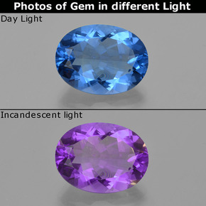 19.78 ct Blue Color-Change Fluorite Gemstone, Color-Change Fluorite Gem in Oval Facet Shape for Sale.