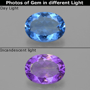 19.07 ct Blue Color-Change Fluorite Gemstone, Color-Change Fluorite Gem in Oval Facet Shape for Sale.