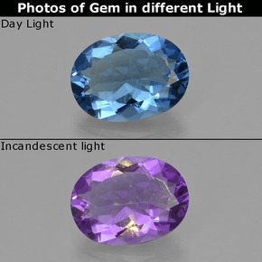 17.94 ct Blue Color-Change Fluorite Gemstone, Color-Change Fluorite Gem in Oval Facet Shape for Sale.