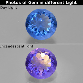 11.07 ct Multicolor Color-Change Fluorite Gemstone, Color-Change Fluorite Gem in Round Facet Shape for Sale.