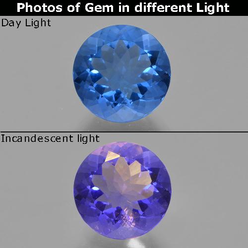 Navy Blue Color-Change Fluorite Gem - 11.2ct Round Facet (ID: 414404)