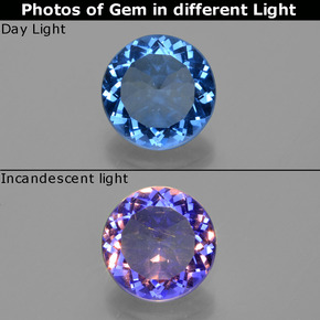 10.07 ct Blue Color-Change Fluorite Gemstone, Color-Change Fluorite Gem in Round Facet Shape for Sale.