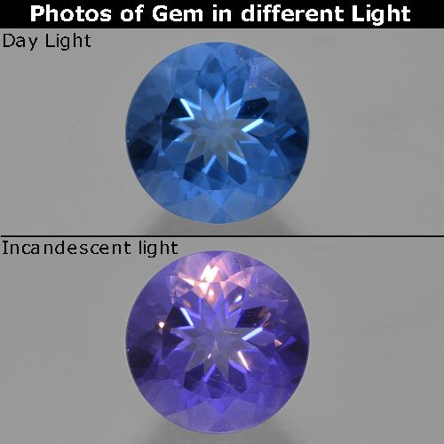 Intense Navy Blue Флюорит, Меняющий Цвет Камень - 14.5ct Круглая Фасетная Огранка (ID: 414408)