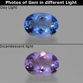 8.89 ct Blue Color-Change Fluorite Gemstone, Color-Change Fluorite Gem in Oval Facet Shape for Sale.