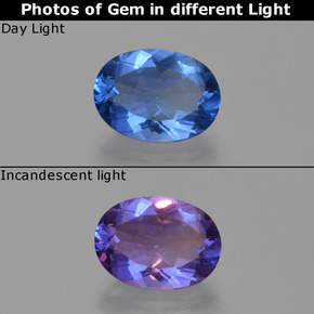 8.26 ct Blue Color-Change Fluorite Gemstone, Color-Change Fluorite Gem in Oval Facet Shape for Sale.
