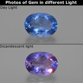8.51 ct Blue Color-Change Fluorite Gemstone, Color-Change Fluorite Gem in Oval Facet Shape for Sale.