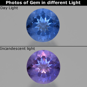 10.61 ct Blue Color-Change Fluorite Gemstone, Color-Change Fluorite Gem in Round Facet Shape for Sale.