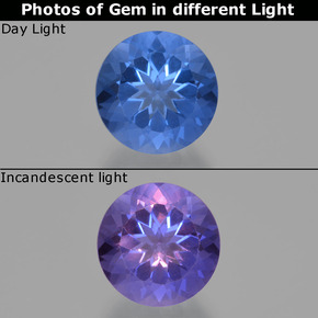 10.98 ct Blue Color-Change Fluorite Gemstone, Color-Change Fluorite Gem in Round Facet Shape for Sale.