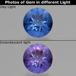 11.45 ct Blue Color-Change Fluorite Gemstone, Color-Change Fluorite Gem in Round Facet Shape for Sale.