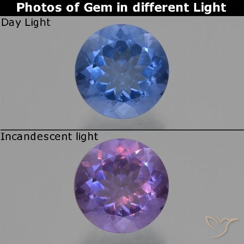 Fluorite ronde à changement de couleur de 11,33 ct, 14,1 mm du Brésil, Photo A