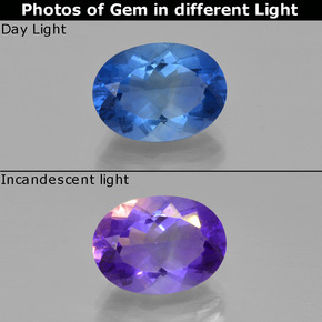 7.28 ct  Color-Change Fluorite Gemstone, Color-Change Fluorite Gem in Oval Facet Shape for Sale.