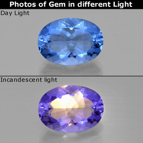 8.33 ct Blue Color-Change Fluorite Gemstone, Color-Change Fluorite Gem in Oval Facet Shape for Sale.
