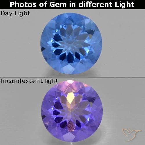 Fluorite ronde à changement de couleur de 13,47 ct, 15 mm du Brésil, Photo A