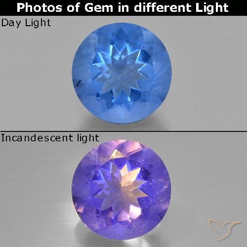 Fluorite ronde à changement de couleur de 13,99 ct, 14,9 mm du Brésil, Photo A