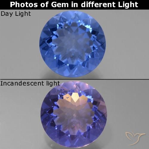 Fluorite ronde à changement de couleur de 13,26 ct, 14,9 mm du Brésil, Photo A