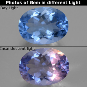 8.65 ct Multicolor Color-Change Fluorite Gemstone, Color-Change Fluorite Gem in Oval Facet Shape for Sale.