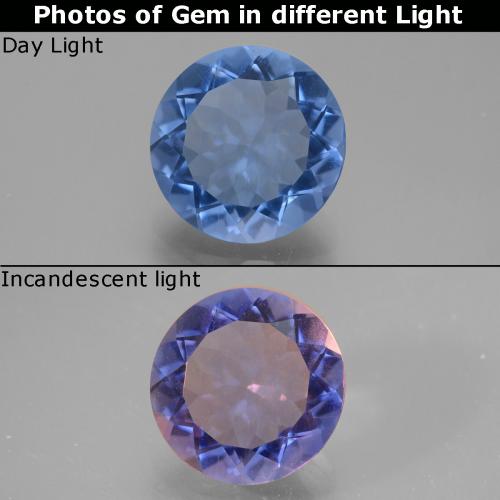Deep Blue Color-Change Fluorite Gem - 9.6ct Round Facet (ID: 445411)