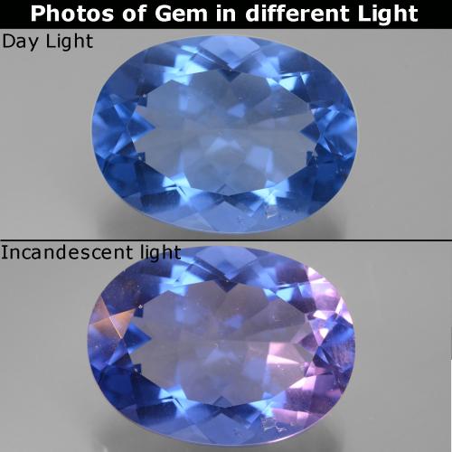 Dark Blue Color-Change Fluorite Gem - 20.9ct Oval Facet (ID: 445416)