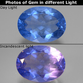 Темно-синий Флюорит, Меняющий Цвет Камень - 21.6ct Фасетный Овал (ID: 445592)