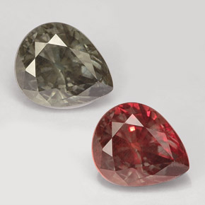 1.58 ct Multicolor Color-Change Garnet Gemstone, Color-Change Garnet Gem in Pear Facet Shape for Sale.