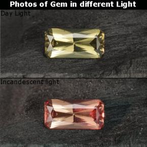 0.74 ct Yellow Color-Change Garnet Gemstone, Color-Change Garnet Gem in Octagon / Scissor Cut Shape for Sale.