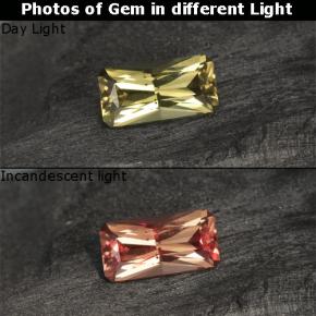 0.76 ct Yellow Color-Change Garnet Gemstone, Color-Change Garnet Gem in Octagon / Scissor Cut Shape for Sale.
