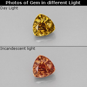 0.88 ct Multicolor Color-Change Garnet Gemstone, Color-Change Garnet Gem in Trillion Facet Shape for Sale.