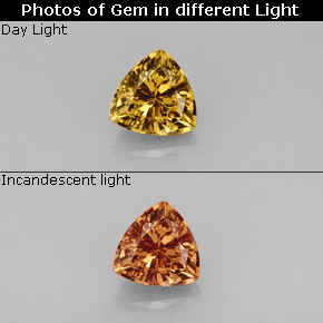 0.85 ct Multicolor Color-Change Garnet Gemstone, Color-Change Garnet Gem in Trillion Facet Shape for Sale.