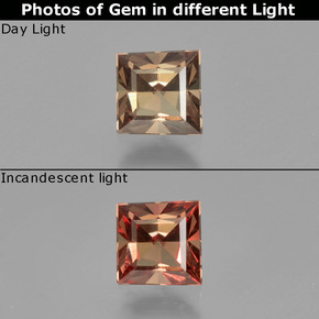 0.72 ct Multicolor Color-Change Garnet Gemstone, Color-Change Garnet Gem in Princess-Cut Shape for Sale.