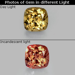 0.83 ct Multicolor Color-Change Garnet Gemstone, Color-Change Garnet Gem in Cushion-Cut Shape for Sale.