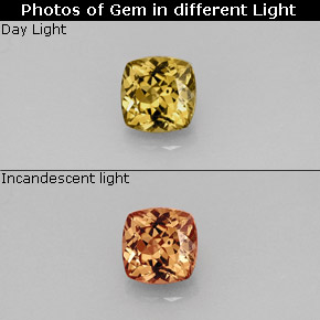 0.83 ct Multicolor Color-Change Garnet Gemstone, Color-Change Garnet Gem in Cushion-Cut Shape for Sale.