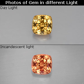 0.81 ct Multicolor Color-Change Garnet Gemstone, Color-Change Garnet Gem in Cushion-Cut Shape for Sale.
