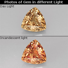 0.86 ct Multicolor Color-Change Garnet Gemstone, Color-Change Garnet Gem in Trillion Facet Shape for Sale.