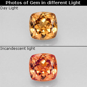 1.36 ct Multicolor Color-Change Garnet Gemstone, Color-Change Garnet Gem in Cushion-Cut Shape for Sale.