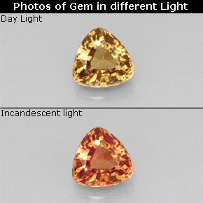 0.89 ct Multicolor Color-Change Garnet Gemstone, Color-Change Garnet Gem in Trillion Facet Shape for Sale.