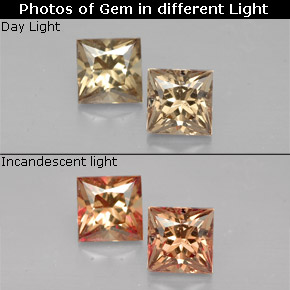 0.96 ct Multicolor Color-Change Garnet Gemstone, Color-Change Garnet Gem in Princess-Cut Shape for Sale.