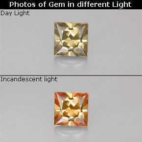 0.49 ct Color-Change Color-Change Garnet Gemstone, Color-Change Garnet Gem in Princess-Cut Shape for Sale.