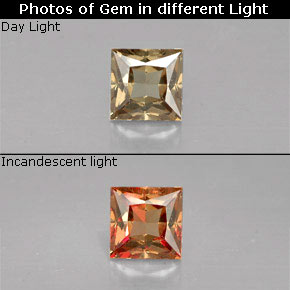 0.50 ct Multicolor Color-Change Garnet Gemstone, Color-Change Garnet Gem in Princess-Cut Shape for Sale.