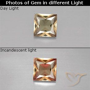 0.51ct Natural Golden-Brown Color-Change Garnet, Square, VVS-VS