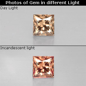 0.63 ct Multicolor Color-Change Garnet Gemstone, Color-Change Garnet Gem in Princess-Cut Shape for Sale.