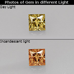 0.55 ct Multicolor Color-Change Garnet Gemstone, Color-Change Garnet Gem in Princess-Cut Shape for Sale.