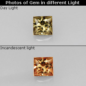 0.54 ct Multicolor Color-Change Garnet Gemstone, Color-Change Garnet Gem in Princess-Cut Shape for Sale.