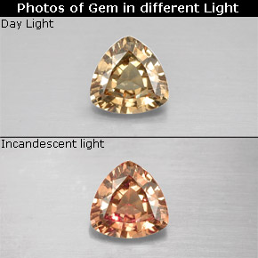0.62 ct Multicolor Color-Change Garnet Gemstone, Color-Change Garnet Gem in Trillion Facet Shape for Sale.