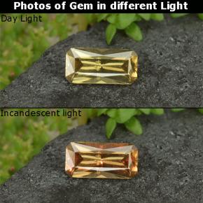 0.61 ct Yellow Color-Change Garnet Gemstone, Color-Change Garnet Gem in Octagon / Scissor Cut Shape for Sale.